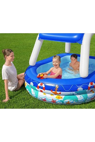 BESTWAY 54370 Large Size Rectangular Inflatable Family Pool 213X155X132