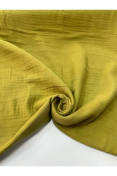 Şanlı Kumaş 100% Cotton Oil Green Muslin Fabric Double Layer Width:150Cm