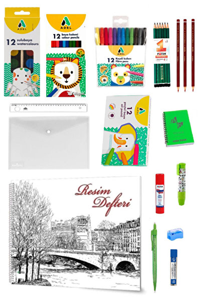 Karışık Okul Kırtasiye Seti İlkokul Ortaokul Ekonomik Okul Seti 28 Parça KRTSET1