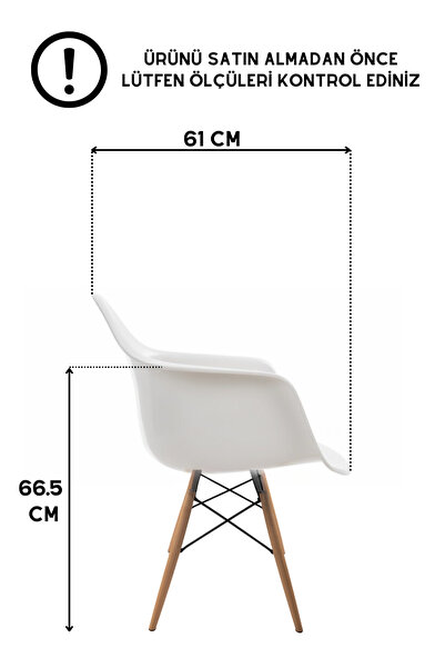 D'orcia HOME Lisa Beyaz Kolçaklı Eames Sandalye - Cafe Balkon Mutfak Sandalyesi