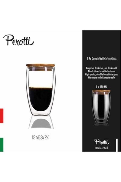 Perotti Double Walled Bamboo Cup Mug with Lid 450 ml 12463
