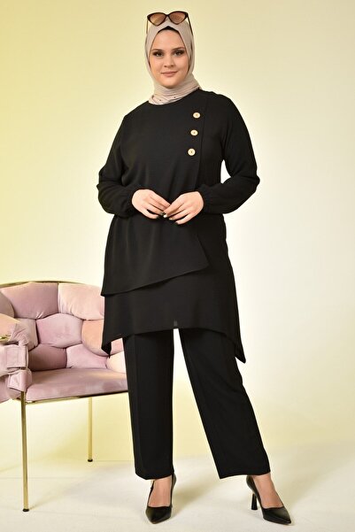 Ferace Women's Hijab Top and Bottom Set Double Pants Tunic