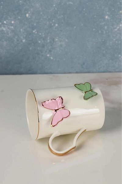 AROW Mariposa Butterfly Patterned Porcelain Mug