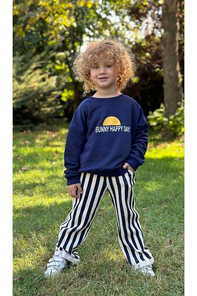 Weeny Muse Sunny Happy Day Kids Sweatshirt and Striped Pants Set
