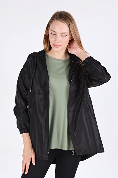 Rays 7312A Kapüşonlu Fermuarlı Kısa Kap Siyah