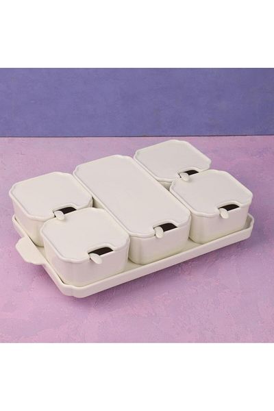 AROW Pure 2720 Porcelain 6 Piece Breakfast Set with Spoon and Lid