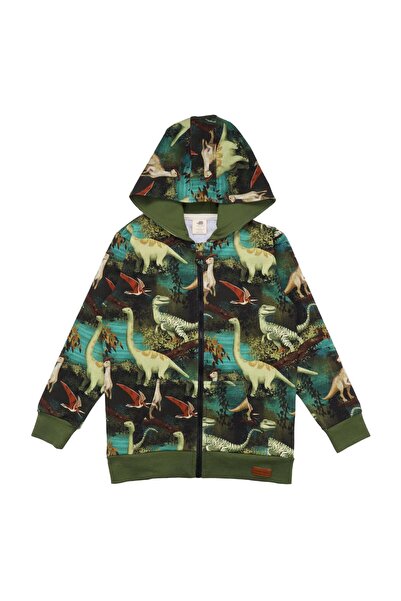 Walkiddy Dinozor Ormanı Desenli Organik Çocuk Sweat Ceket