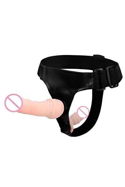 Belden Bağlamalı Kemerli Çift Yapay Penis Dildo
