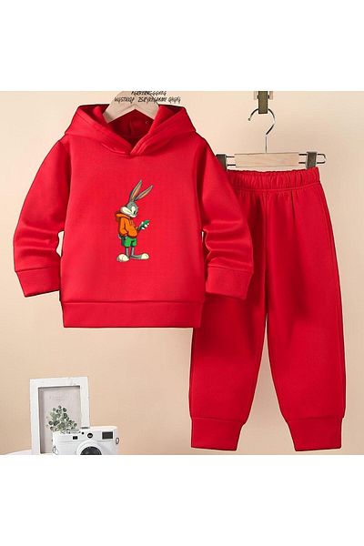BENROMA Unisex Kids Tracksuit Set - Rabbit Printed, Oversize Fit