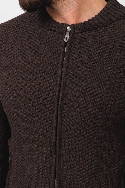 Mcr Patterned Slim Fit Judge Collar Men's Cardigan Brown - 11233.22K