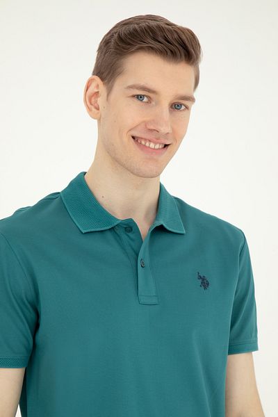 U.S. Polo Assn. Ανδρικό μπλουζάκι με κανονική εφαρμογή Polo λαιμόκοψη σκούρο πράσινο 50281840 -vr101