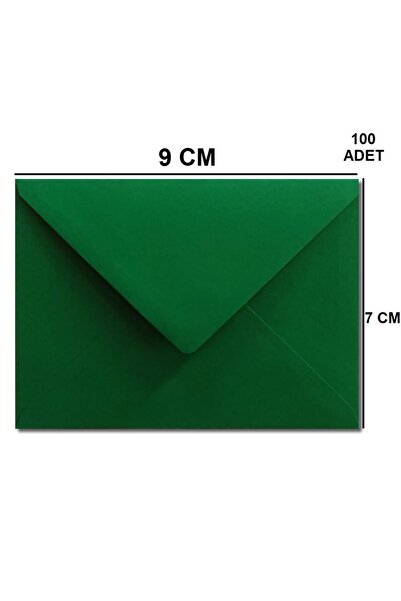 Pera İstanbul 100 Adet Çam Yeşili Renkli Küçük Zarf 7x9
