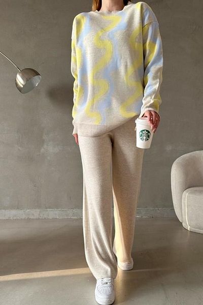 bayansepeti High Waist and Crew Neck Women's Knitwear Hijab Suit - Sweater and Trousers 0259