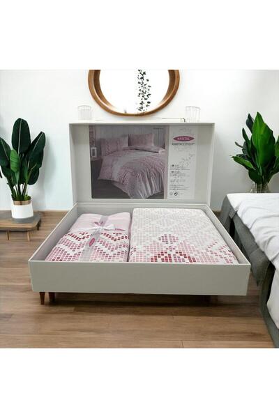 Taç Kristal Ranforce %100 Pamuk Tek Kişilik Nevresim Takımı Kilim Pembe