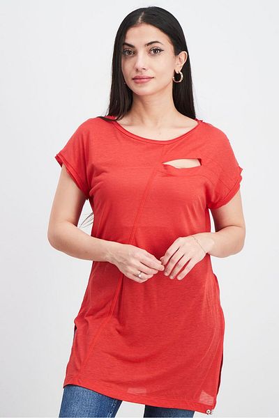Diesel Women Round Neck Sleeveless Plain Tops, Red