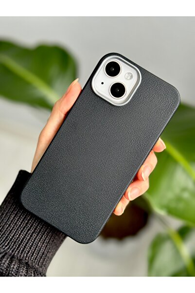 Go Aksesuar Iphone 13 - 14 Uyumlu Estetik Dokulu Deri Görünümlü Esnek Silikon...