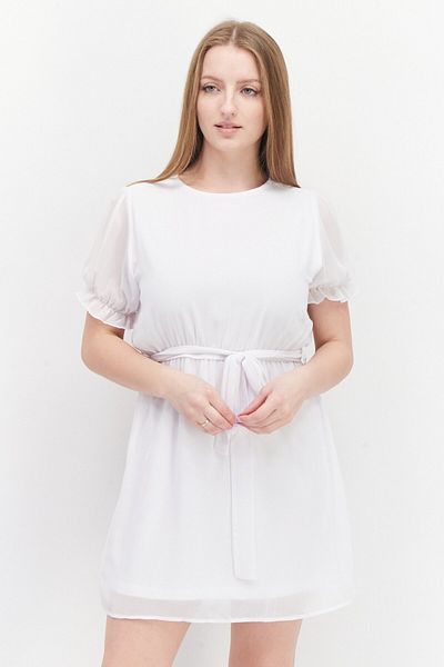 NA-KD Women Plain Tie Waist Mini Dress, White