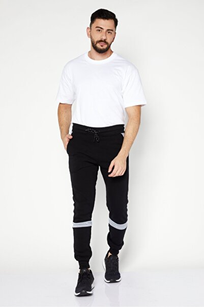 Modern Culture Men Regular Fit Colorblock Drawstring Fleece Jogger Pants, Black/Light Grey