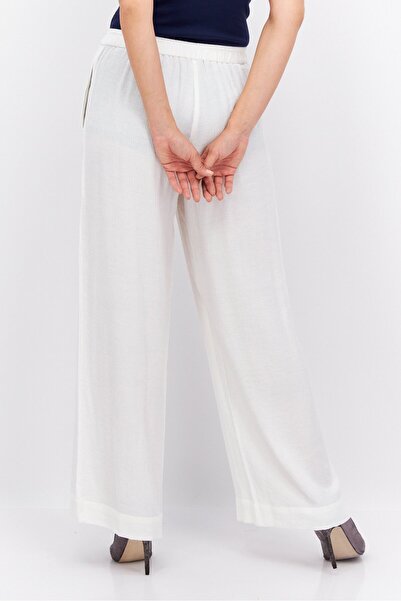 Esprit Women Wide Leg Textured Trouser, White