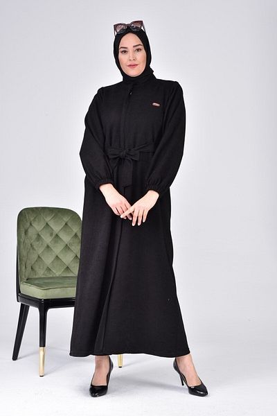 Ferace Hijab Waist Tie-Up Large Size Pardesu Winter Black