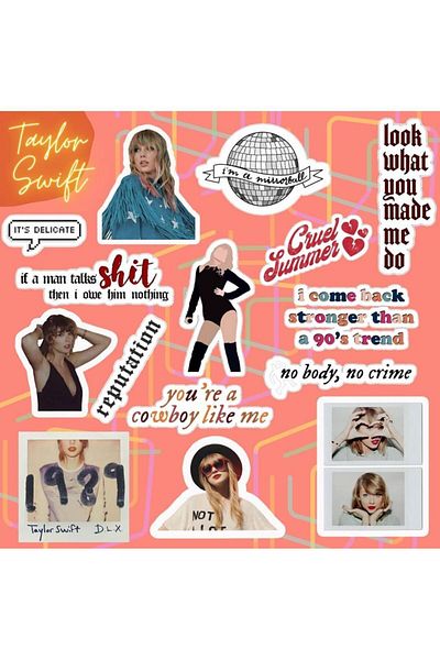 Pufidik Set de autocolante Taylor Swift - Etichete pentru laptop, notebook și telefon