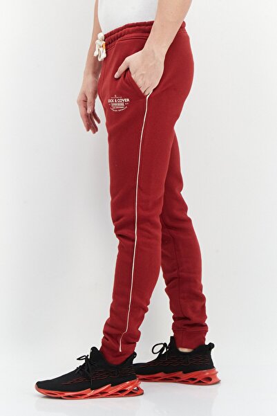 Duck and Cover Men Drawstring Brand Logo Sweatpants, Red
