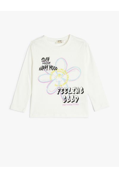Koton T-Shirt Floral Printed Long Sleeve Crew Neck Cotton