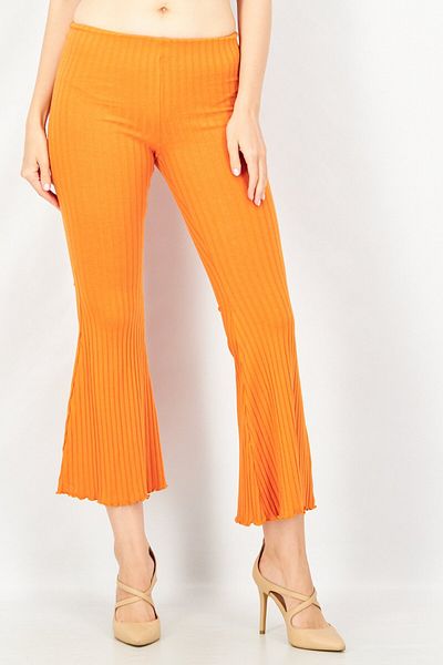 Don't Call Me Jennyfer Women Wide Leg Textured Pull On Pants, Orange