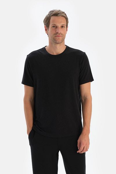 Dagi Ανδρικό T-Shirt Anthracite Melange Soft Touch Bis Collar