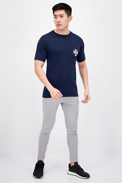 New Balance Men Sportswear Fit Short Sleeve Outdoor T-shirts, Dark Teal Blue