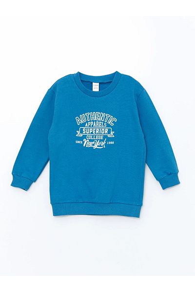 LC Waikiki Lcw Baby - Blue Crew Neck Long Sleeve Sweatshirt and Sweatpants 2 Pieces Set for Baby Boy