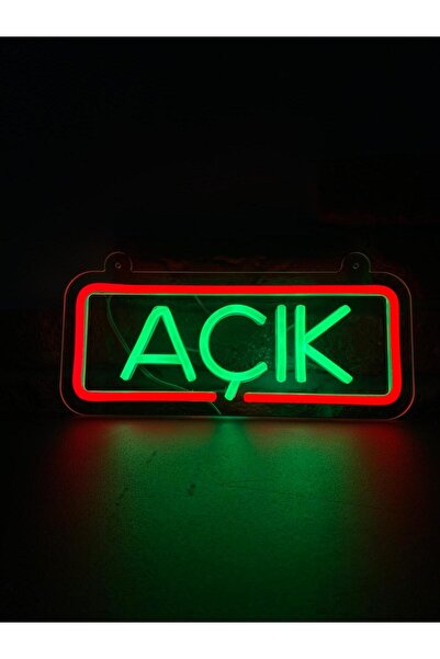 Neonite 'AÇIK' Işıklı Neon Led Dekoratif Duvar Yazısı Tabelası (29X12CM)
