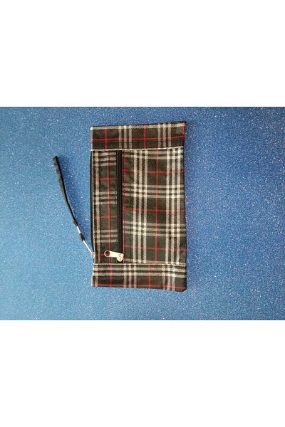 HANK Stylish and Functional Women's Wallet with 2 Pockets - Zippered, 22X13 Cm, Black & Red Striped