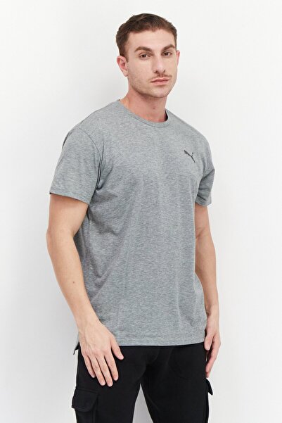 Puma تي شيرت رياضي رجالي بأكمام قصيرة للتدريب، رمادي