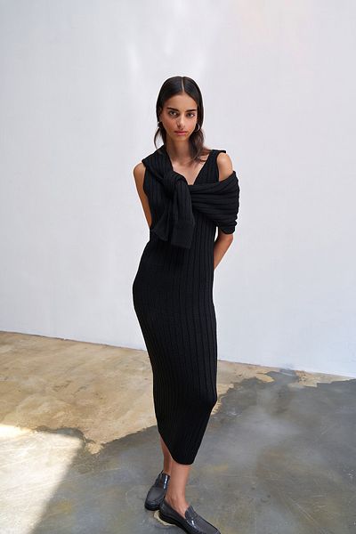 Quzu Black Bolero Knitwear Set - Strappy Dress