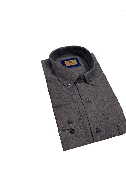 dcn giyim 1985 Erkek Klasik Kesim Yün Gömlek-SY3