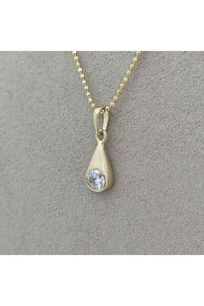 byBurak GOLD Damla Form Tektaş Kolye Ucu – KLU0514