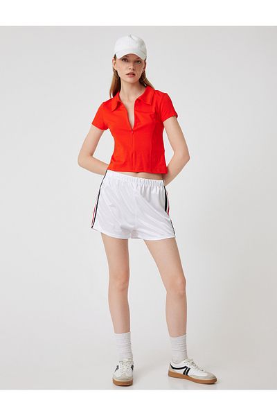 Koton Zippered Polo Collar Slim Fit Short Sleeve T-Shirt