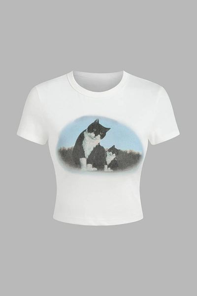 Hiccup Tricou crop din bumbac imprimat