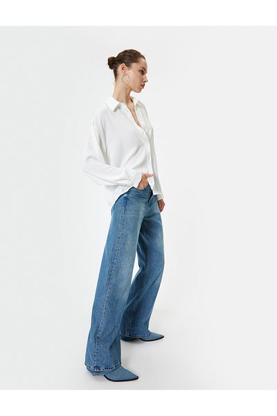 Koton Long Sleeve Oversize Classic Collar Shirt