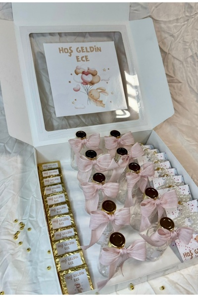 eliz 30 Kişilik Pembe Bebek Seti Kolonya Anahtarlık Çikolata