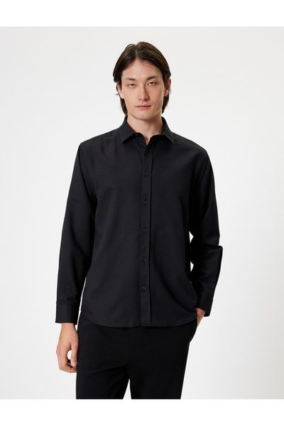 Koton Oxford-Hemd, langärmelig, Baumwollmischung