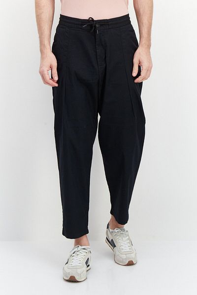 Esprit Men Balloon Fit Plain Drawstring Jogger Pants, Black