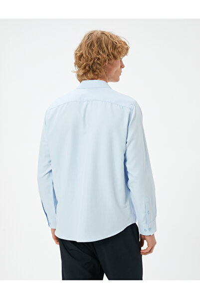 Koton Klasik Gömlek Yarım İtalyan Yaka Düğmeli Uzun Kollu Regular Fit