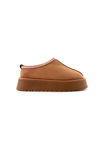 Gökçe Shoes Flor Taba Süet Mini Boy Kadın Kalın Taban Bot