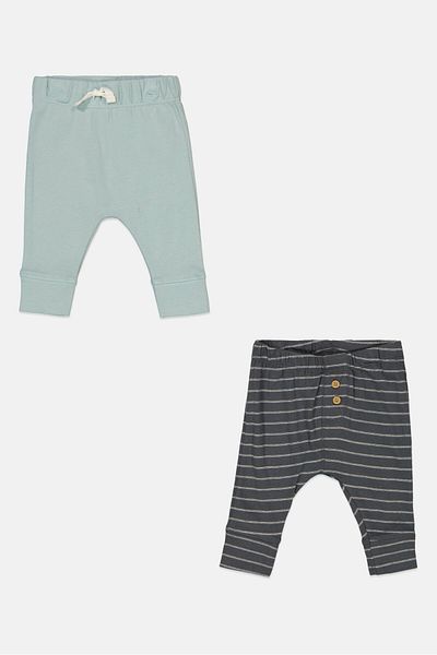 Carter's Toddlers Girl 2 Piece Plain And Stripe Pull On Pant, Grey