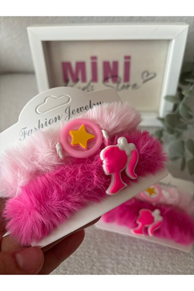 minikidsstore 2’li Barbie Tüylü Pempe Lastik Toka Seti