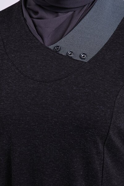 Ferace Μακρύ φόρεμα με ρούχα Hijab μεγάλου μεγέθους Γυναικείο γιακά φεγγαριού μαύρο