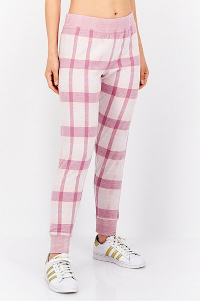 Felina Women Regular Fit Checkered Jogger Pants, Purple
