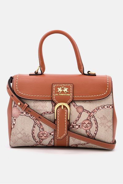 La Martina Women Brand Logo Satchel Bag 28 L x 20 H x 9 W cm, Beige